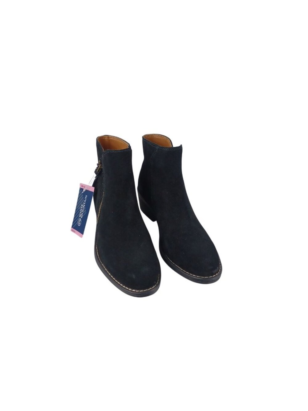 White Mountain Bootie Black NWT Suede Minimalist Zip Block Heel Women Size 6.5
